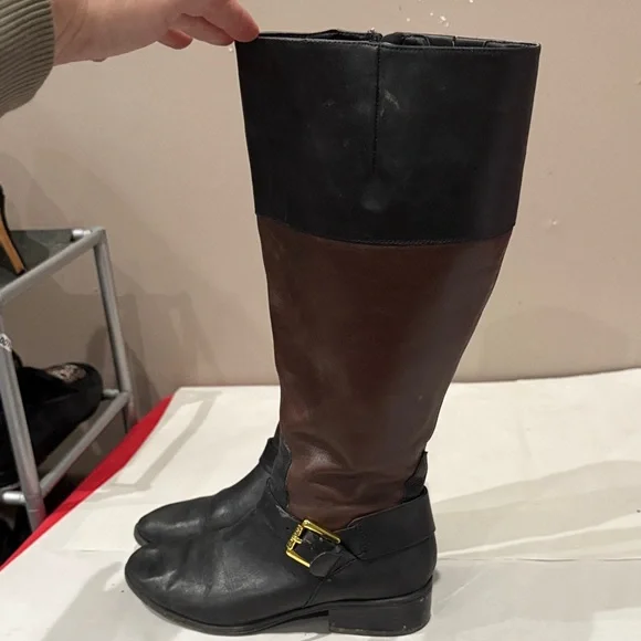 Lauren Ralph Lauren Black and Brown Over the Knee Boots - Picture 4 of 8